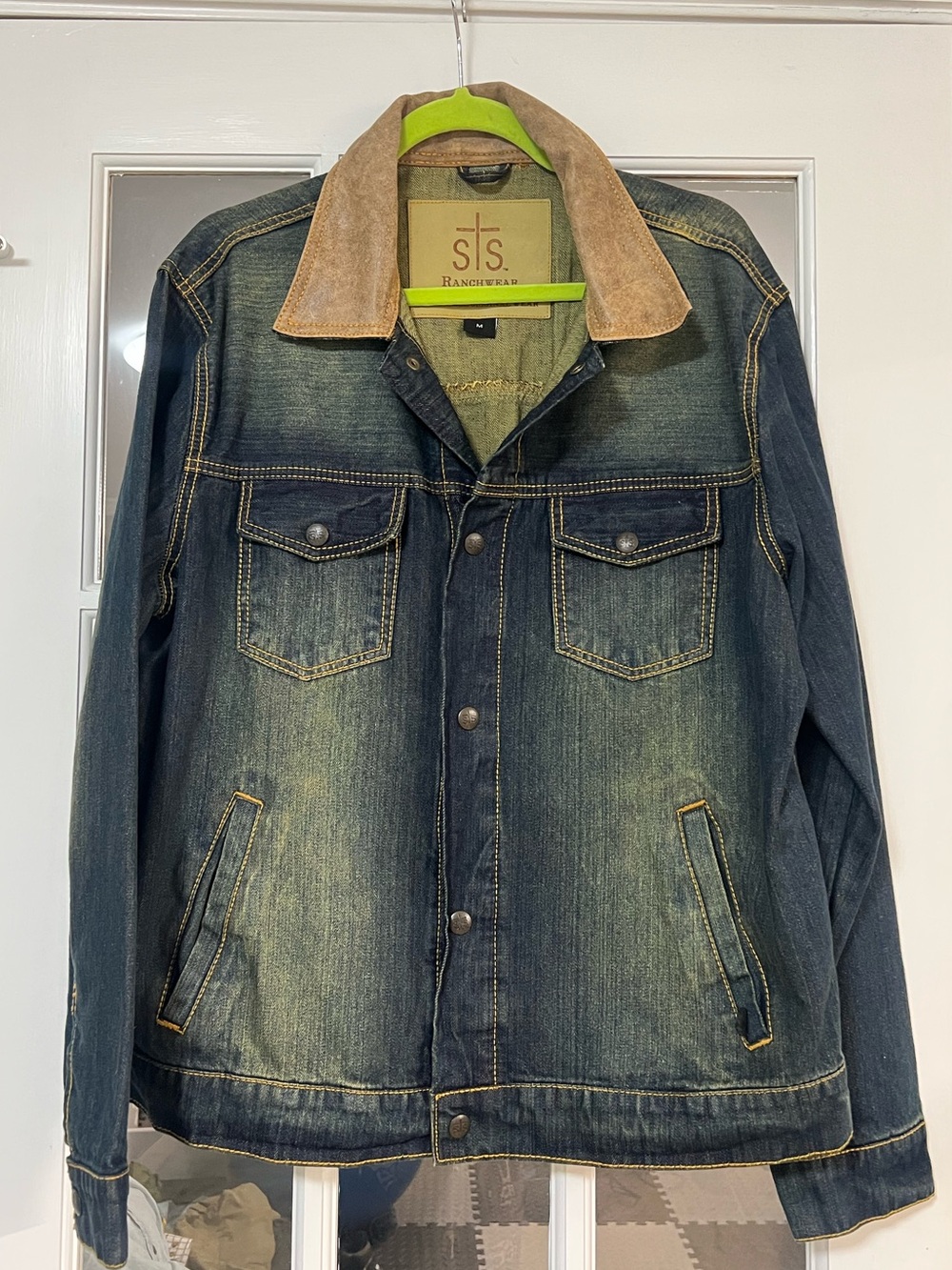 STS Ranchwear Dark Blue Denim Jacket with Tan Collar